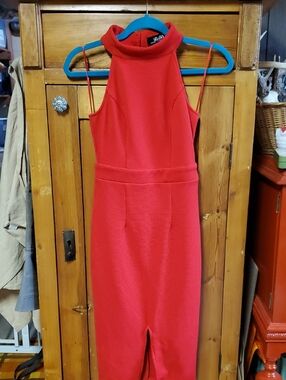 Lulu's Vibrant Red Backless Midi Dress